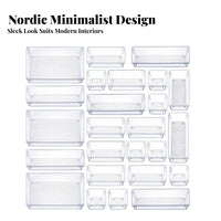 Striped Desktop Drawer Organizer Box, Transparent Acrylic Divider, Stationery & Cosmetic Storage