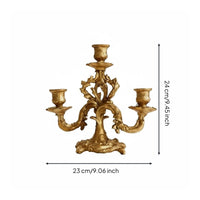 Candle Holder Ornate Detailing Baroque Candlestick Romantic Atmosphere 3-Arm Candelabra for Wedding, Dining Table, Mantelpiece