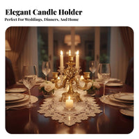 Candle Holder Ornate Detailing Baroque Candlestick Romantic Atmosphere 3-Arm Candelabra for Wedding, Dining Table, Mantelpiece