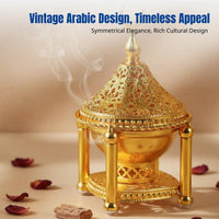 Alloy Incense Burner, Middle Eastern Decorative, Gold or Silver, Vintage Arabic Design