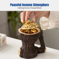 Creative Tree Log Resin Incense Burner, Wood Grain Texture, Desktop Decor, Arabic Event Design