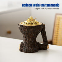 Creative Tree Log Resin Incense Burner, Wood Grain Texture, Desktop Decor, Arabic Event Design