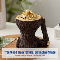 Creative Tree Log Resin Incense Burner, Wood Grain Texture, Desktop Decor, Arabic Event Design