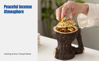 Creative Tree Log Resin Incense Burner, Wood Grain Texture, Desktop Decor, Arabic Event Design