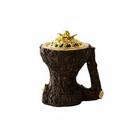 Creative Tree Log Resin Incense Burner, Wood Grain Texture, Desktop Decor, Arabic Event Design