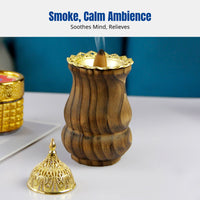 European Wooden Incense Burner, Mini Hollow Handheld Holder, Retro Arabic Style Decor