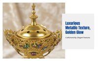 Electric Incense Burner, Middle Eastern Style, Electroplated Metal, Crystal Inlay, Home Decor
