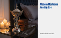 Electric Incense Burner, Middle Eastern Style, Electroplated Metal, Crystal Inlay, Home Decor