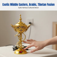 Electric Incense Burner, Middle Eastern Style, Electroplated Metal, Crystal Inlay, Home Decor