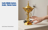 Electric Incense Burner, Middle Eastern Style, Electroplated Metal, Crystal Inlay, Home Decor