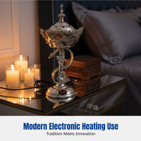 Electric Incense Burner, Middle Eastern Style, Electroplated Metal, Crystal Inlay, Home Decor