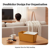 Double-Tier Snack Storage Box, Square Draining Basket, Easy-Clean Nut Holder