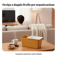 Double-Tier Snack Storage Box, Square Draining Basket, Easy-Clean Nut Holder