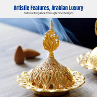 Middle Eastern Arabian Incense Burner, Hollow Metal, Gold Luxury, Creative Desktop Decor