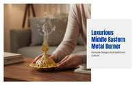Middle Eastern Arabian Incense Burner, Hollow Metal, Gold Luxury, Creative Desktop Decor