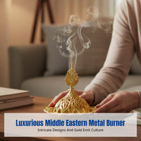 Middle Eastern Arabian Incense Burner, Hollow Metal, Gold Luxury, Creative Desktop Decor