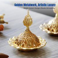 Middle Eastern Arabian Incense Burner, Hollow Metal, Gold Luxury, Creative Desktop Decor