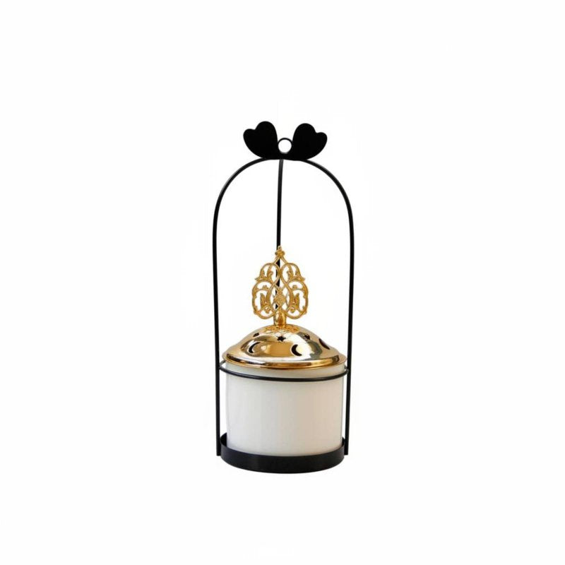 Creative Hanging Basket Incense Burner, Gold Iron Art & Ceramic, Middle Eastern Modern Home Decor