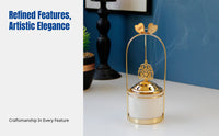 Creative Hanging Basket Incense Burner, Gold Iron Art & Ceramic, Middle Eastern Modern Home Decor