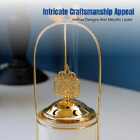 Creative Hanging Basket Incense Burner, Gold Iron Art & Ceramic, Middle Eastern Modern Home Decor