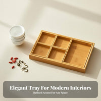 Bamboo Snack Tray, Compartment Serving Plate, Chinese Design Candy Box, Home Organizer for Dried Fruits, Tea Break