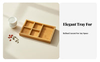 Bamboo Snack Tray, Compartment Serving Plate, Chinese Design Candy Box, Home Organizer for Dried Fruits, Tea Break