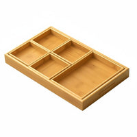 Bamboo Snack Tray, Compartment Serving Plate, Chinese Design Candy Box, Home Organizer for Dried Fruits, Tea Break