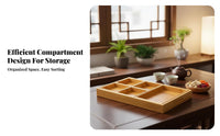 Bamboo Snack Tray, Compartment Serving Plate, Chinese Design Candy Box, Home Organizer for Dried Fruits, Tea Break