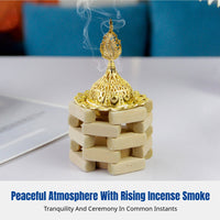 Wooden Incense Burner, Gold Hollow Metal Mini Burner, Nordic Pastoral Handheld Aromatherapy Decor