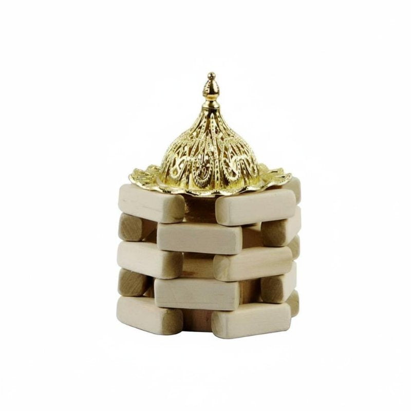 Wooden Incense Burner, Gold Hollow Metal Mini Burner, Nordic Pastoral Handheld Aromatherapy Decor