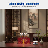 Lion Dance Resin Figurine, Chinese Decor, Fortune Blessing, Foshan Cultural Gift, Premium Gift Box, Desk Decor