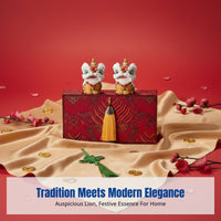 Lion Dance Resin Figurine, Chinese Decor, Fortune Blessing, Foshan Cultural Gift, Premium Gift Box, Desk Decor