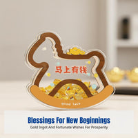 Money Luck Figurine, Desktop Decoration for Home Office, Luxury Acrylic Decor, Good Fortune Gift for Housewarming or Opening