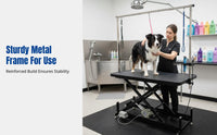 Electric Lift Pet Grooming Table, Non-Slip Surface, Hydraulic Adjustable Height, for Cats and Dogs, Veterinary Clinic, Professional Groomer