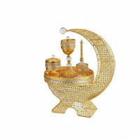 Arabic Style Incense Burner Set, Gold Hollow Iron Craft, Middle Eastern Home Decor Charcoal Holder