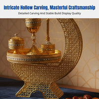 Arabic Style Incense Burner Set, Gold Hollow Iron Craft, Middle Eastern Home Decor Charcoal Holder