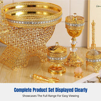 Arabic Style Incense Burner Set, Gold Hollow Iron Craft, Middle Eastern Home Decor Charcoal Holder