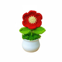 Handmade Yarn Flower Pot, Red Flower Mat, New Year Gift, Multi-Use Table Decoration