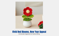 Handmade Yarn Flower Pot, Red Flower Mat, New Year Gift, Multi-Use Table Decoration