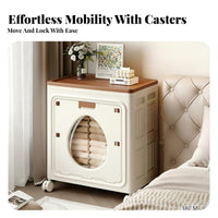 1 Piece Foldable Storage Box with Casters Flip Lid Cabinet Double Entry Modern Design No Assembly Needed Suitable for Home Organization Seasonal Storage
