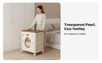 1 Piece Foldable Storage Box with Casters Flip Lid Cabinet Double Entry Modern Design No Assembly Needed Suitable for Home Organization Seasonal Storage