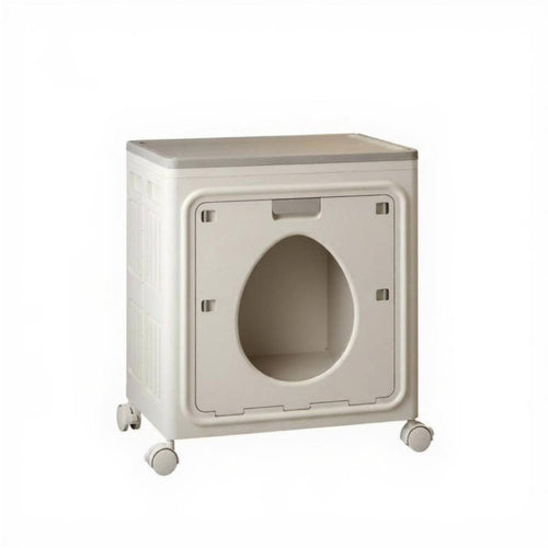 1 Piece Foldable Storage Box with Casters Flip Lid Cabinet Double Entry Modern Design No Assembly Needed Suitable for Home Organization Seasonal Storage