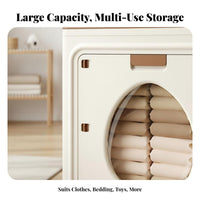 1 Piece Foldable Storage Box with Casters Flip Lid Cabinet Double Entry Modern Design No Assembly Needed Suitable for Home Organization Seasonal Storage