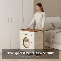 1 Piece Foldable Storage Box with Casters Flip Lid Cabinet Double Entry Modern Design No Assembly Needed Suitable for Home Organization Seasonal Storage