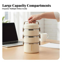 Insulated Stainless Steel Lunch Box, Portable Bento Box, Multicompartment Food Container with Lid, Office, Student