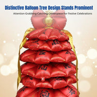 Christmas Balloon Wishing Tree, 2026 New Year Event Decor, Red Gold, Easy Setup