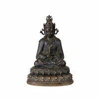 Aged Bronze Buddha Statue, Alloy, Tibetan Yellow Jambhala, Home, Random