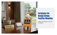 Modern Resin Fortune Cat, Blackboard Sign Desktop Decor, Feng Shui Wealth Cat for Office, Bedroom