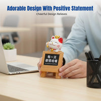 Modern Resin Fortune Cat, Blackboard Sign Desktop Decor, Feng Shui Wealth Cat for Office, Bedroom