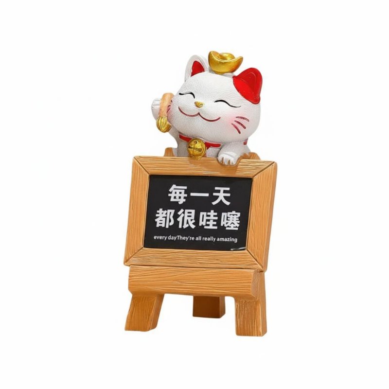 Modern Resin Fortune Cat, Blackboard Sign Desktop Decor, Feng Shui Wealth Cat for Office, Bedroom